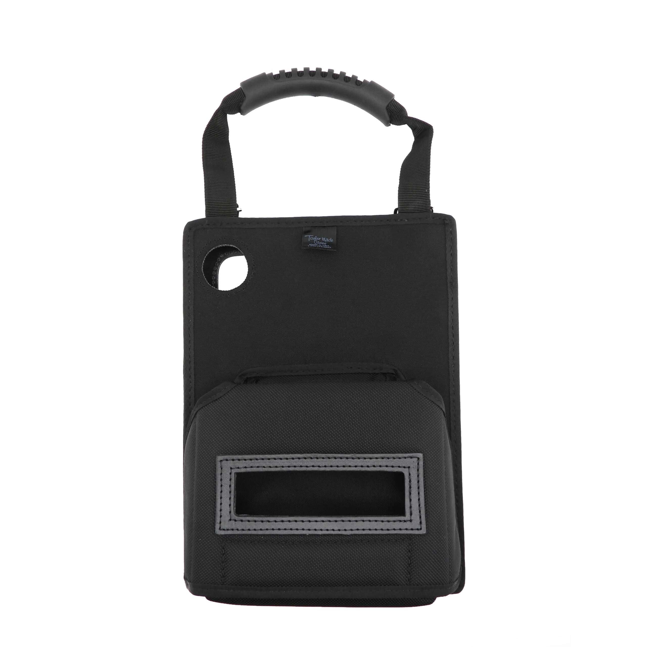TM-CIP109-ZQ520-BB (3) Durable black scanner and barcode device case with handle and front pocket for electronic devices.