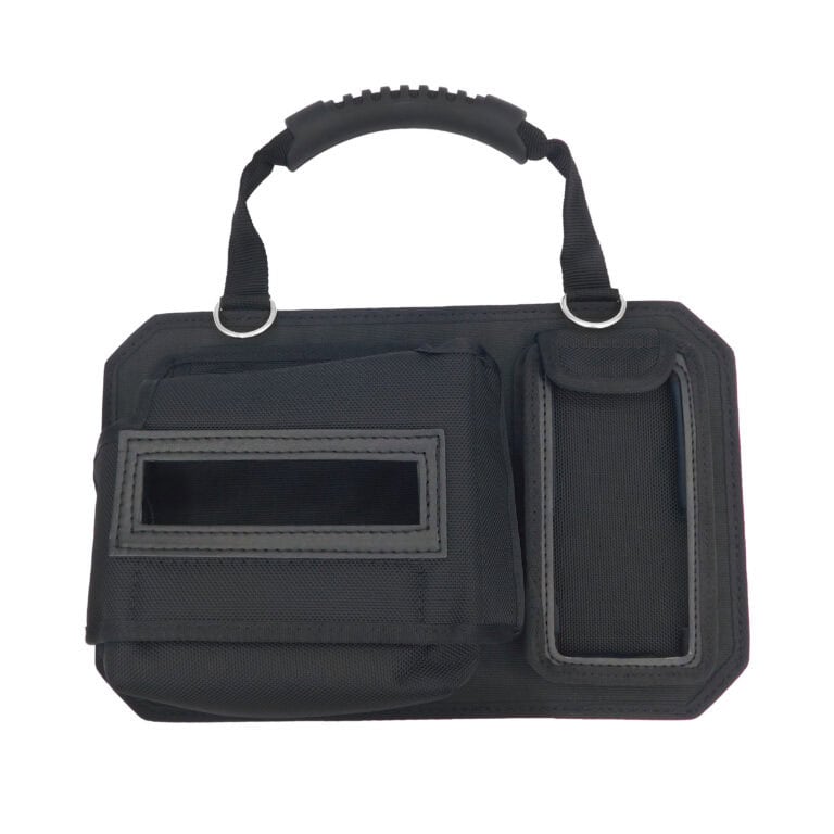 Protective case for scanners and electronic devices with multiple compartments and a sturdy handle.